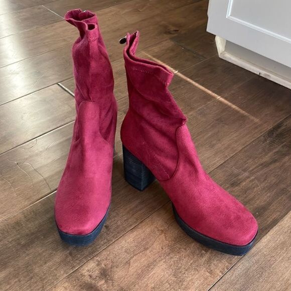 Free People Vandal Platform Boots Wine Red Suede EU 41 US 11 NWOB - Picture 4 of 8